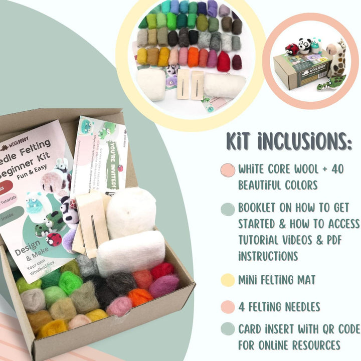 Needle felting beginner kit inclusions