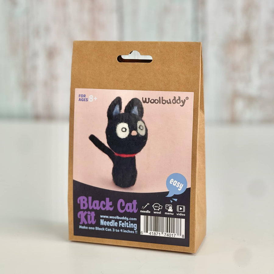 black cat wool needle felting kit