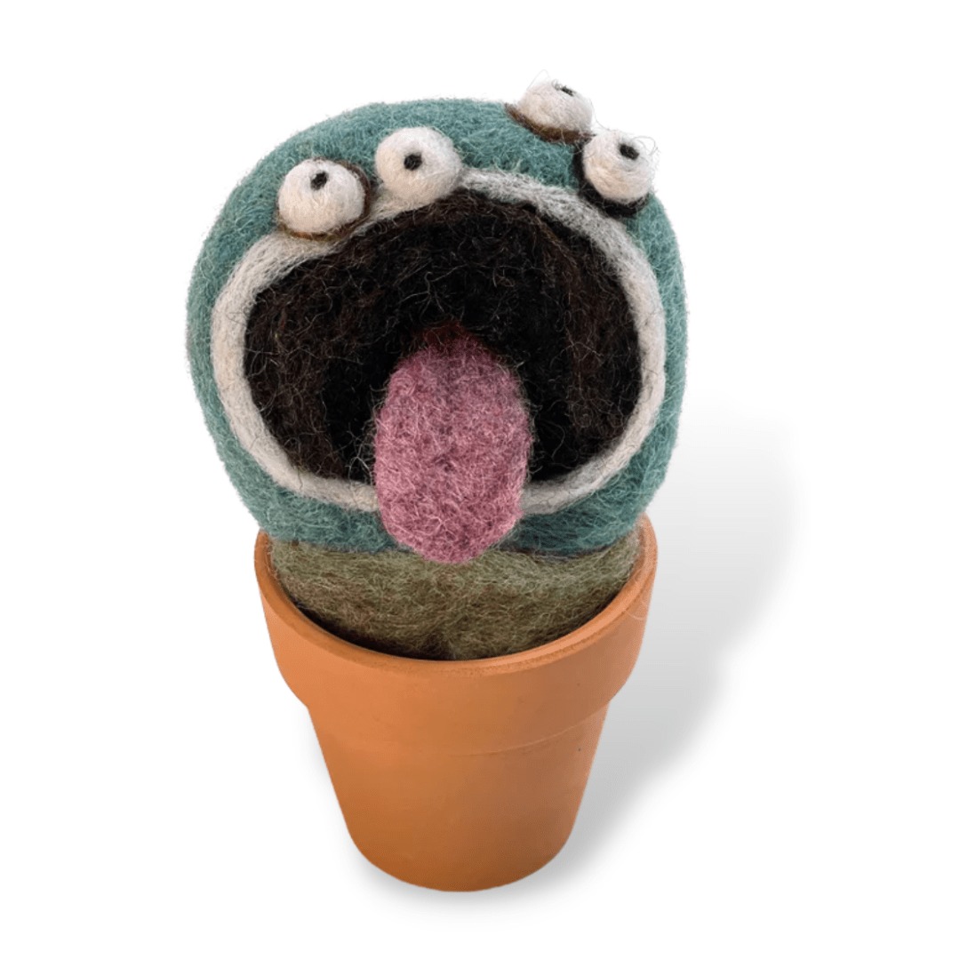 felted wool plant pots Tom Monster Plant with Clay Pot – Wool Felt Décor