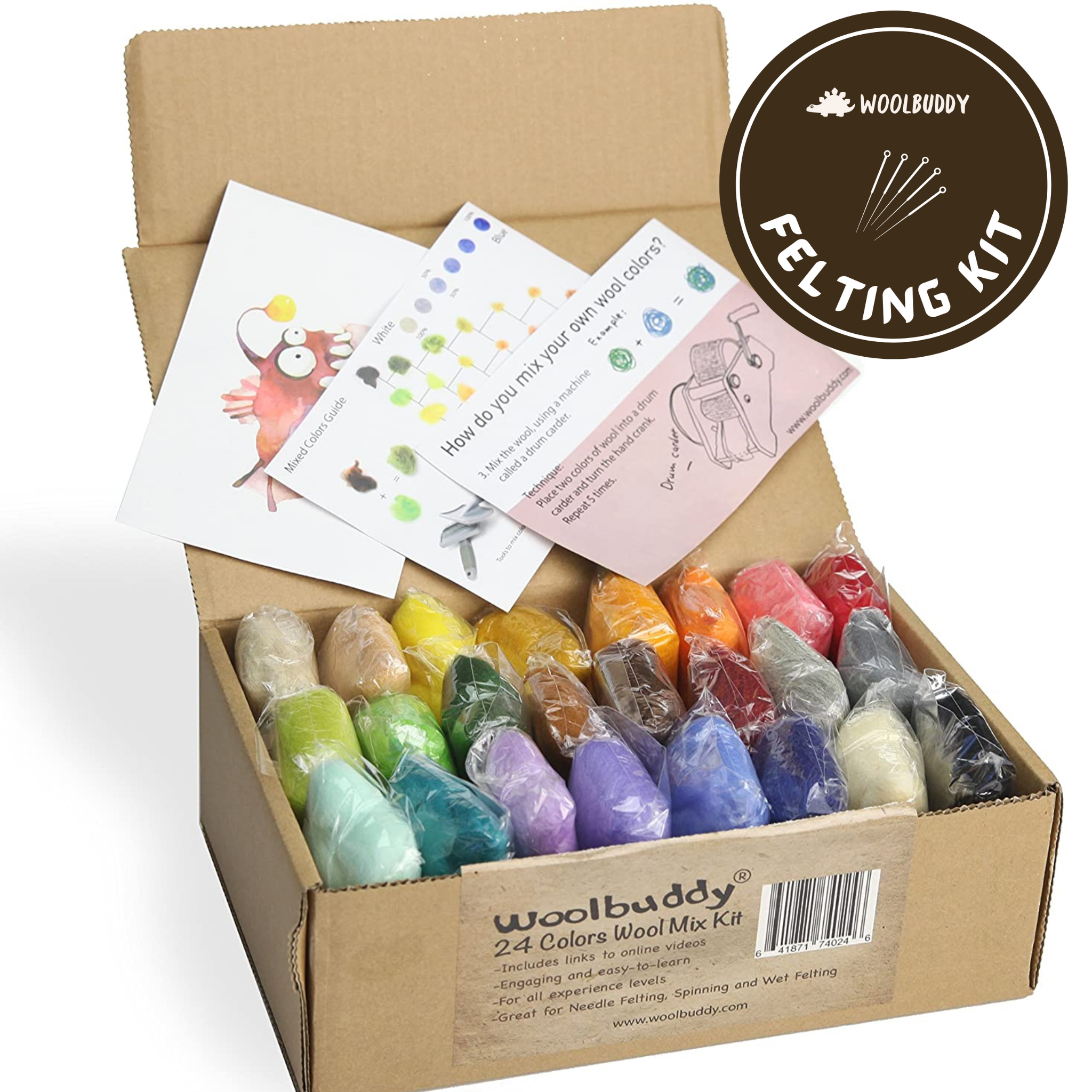 Needle Felting Starter Kit for Beginners Adults 24 Colours Wool Roving  Felting Set with Complete Accessories Natural Felting