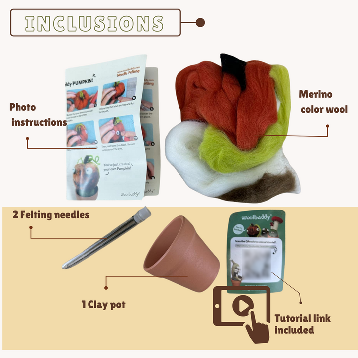 Needle Felting Pumpkin Kit