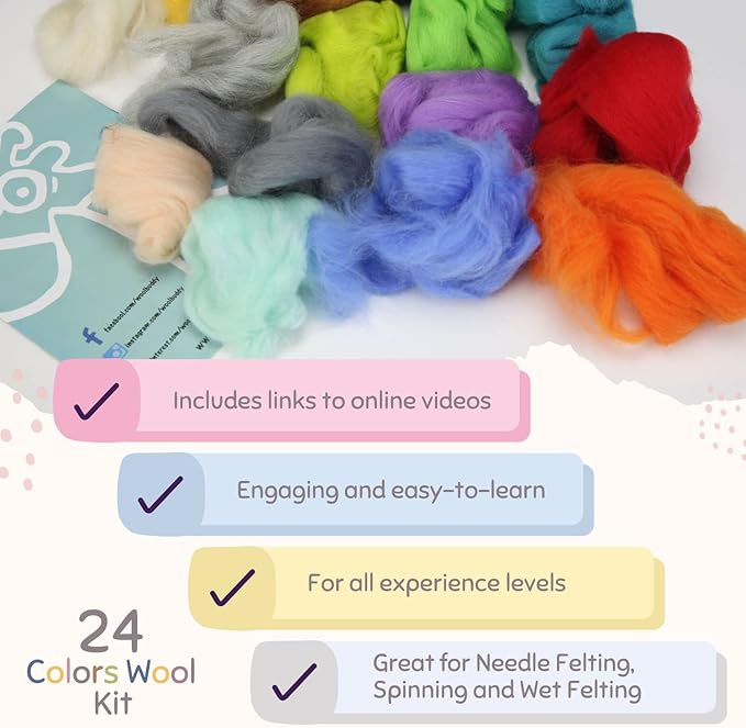 24 Colors Wool Mix Kit - Woolbuddy