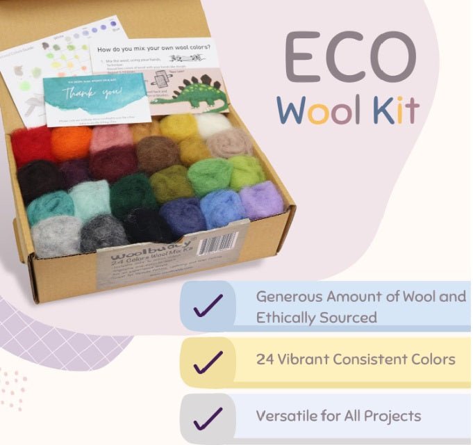 24 Eco Colors Wool Mix Kit - Woolbuddy