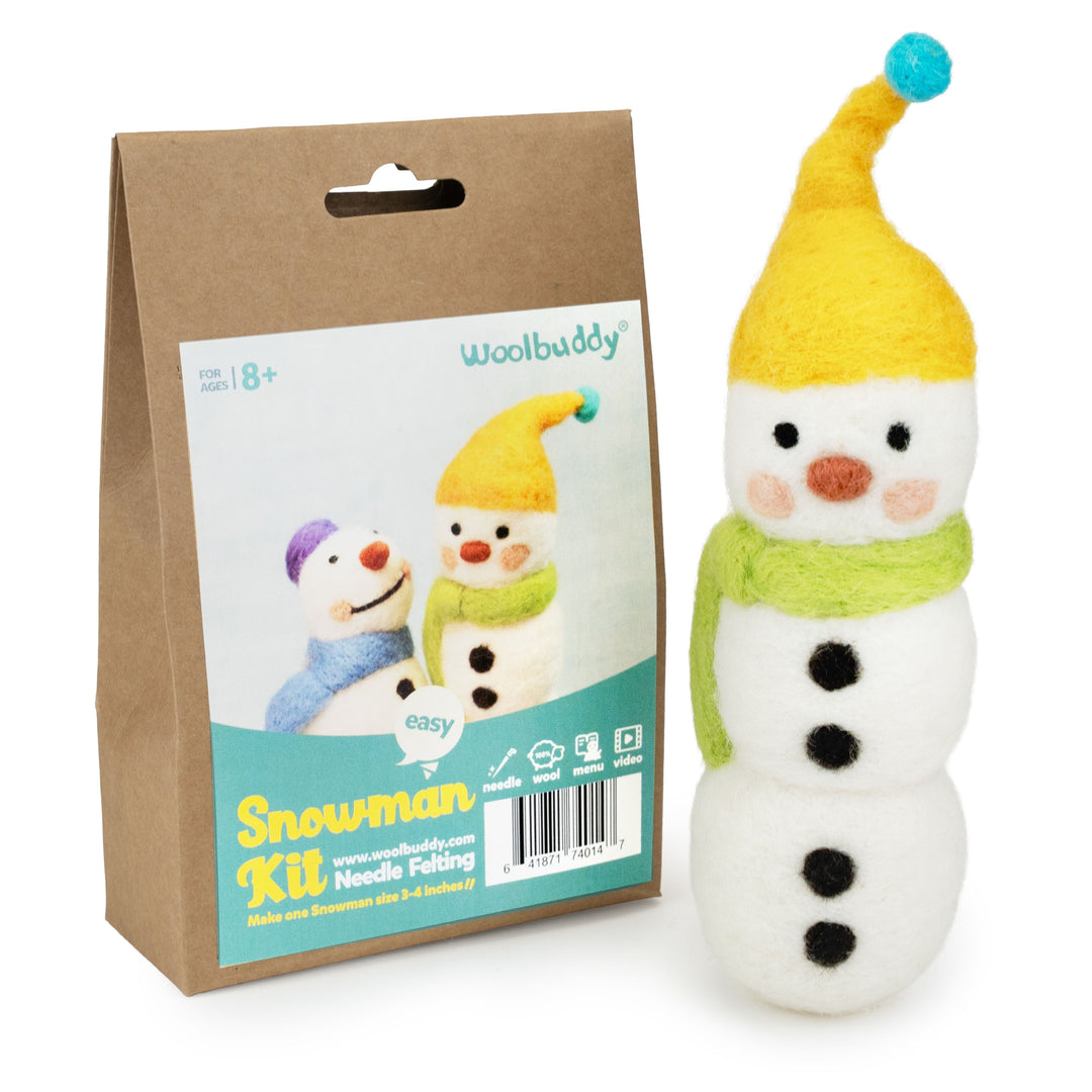 Woolbuddy Needle Felting Snowman Kit – DIY Wool Felt Christmas Craft for Beginners & Holiday Makers
