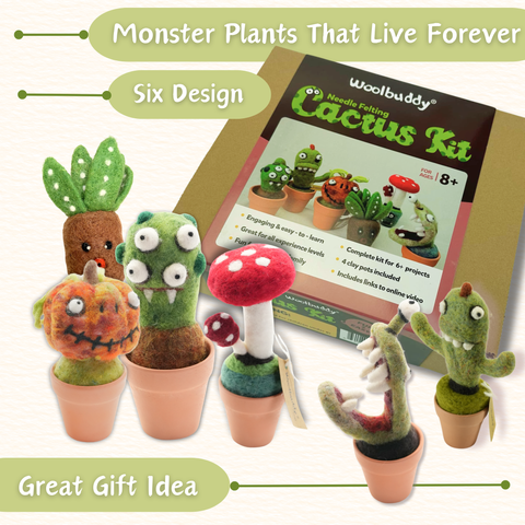 Needle Felting Cactus Kit – DIY Felt Craft for Beginners | Woolbuddy