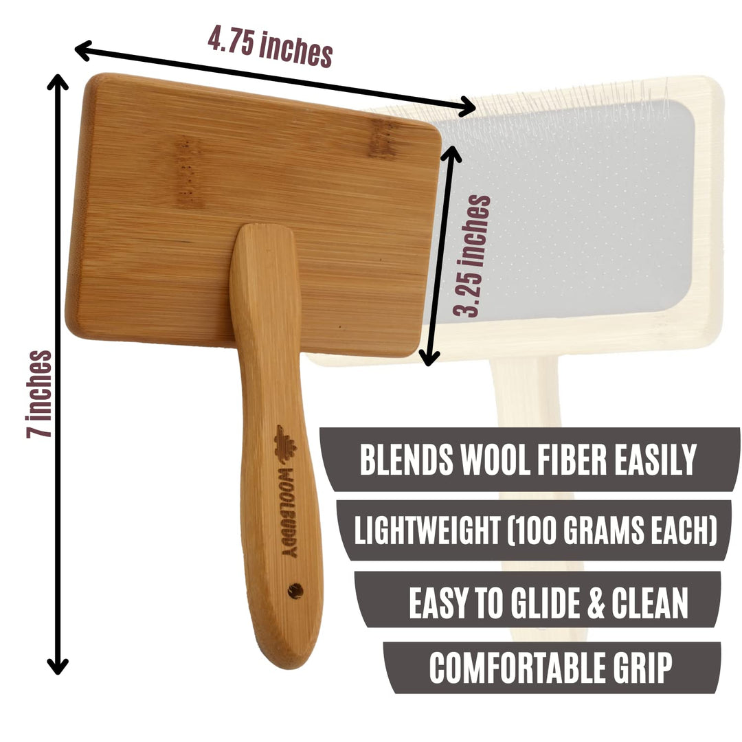 Woolbuddy Brush Set – 2 Piece Wool Carders with Cotton Storage Bag