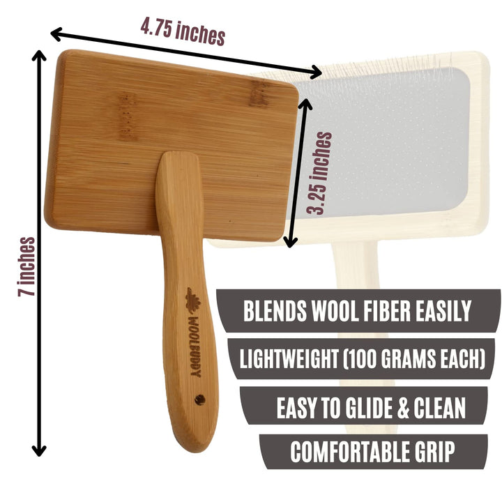 Woolbuddy Brush Set – 2 Piece Wool Carders with Cotton Storage Bag