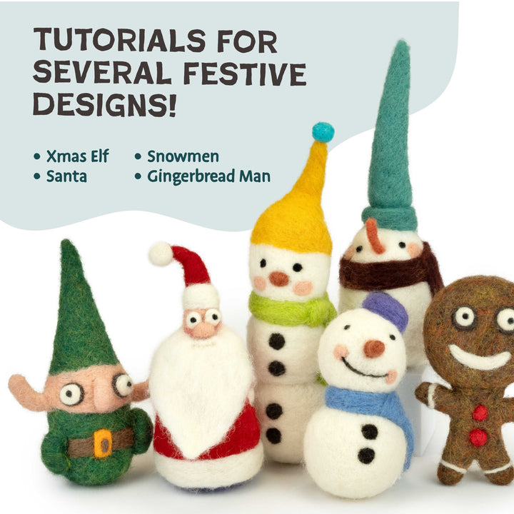 Woolbuddy Needle Felting Holiday Collection Kit – DIY Wool Felt Christmas Craft Set for Beginners