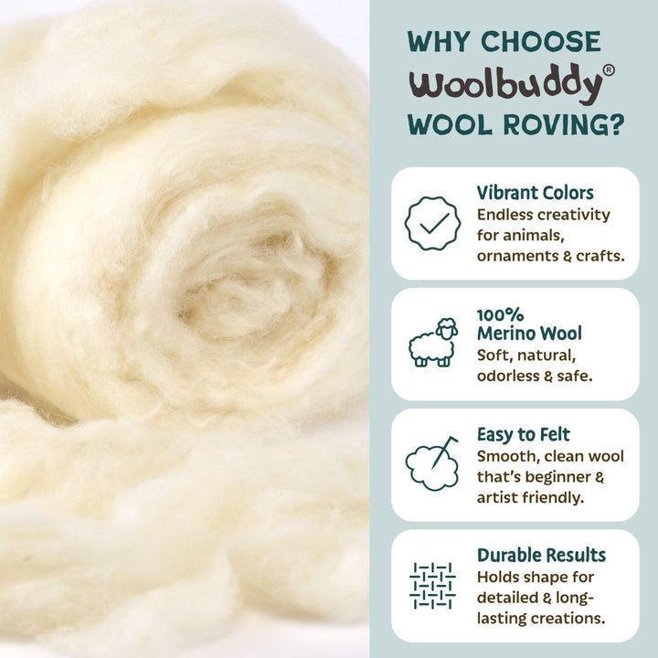 Beginner Needle Felting Kit – Woolbuddy Wool Roving Craft Set for DIY Felt Creations