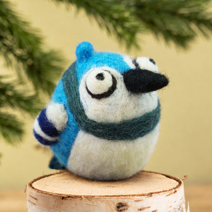 Blue Jay Ornament – Handmade Wool Felt Car & Bag Charm Decor | Woolbuddy