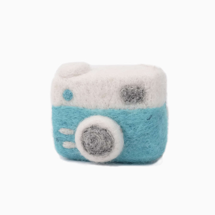 Blue Camera Ornament - Handmade Needle Felted Wool Decoration | Woolbuddy