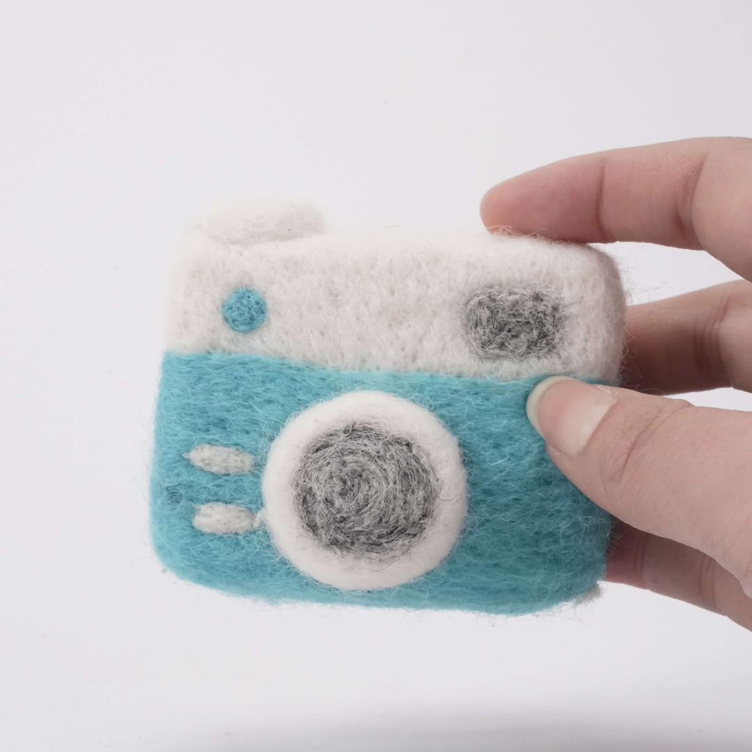 Blue Camera Ornament - Handmade Needle Felted Wool Decoration | Woolbuddy