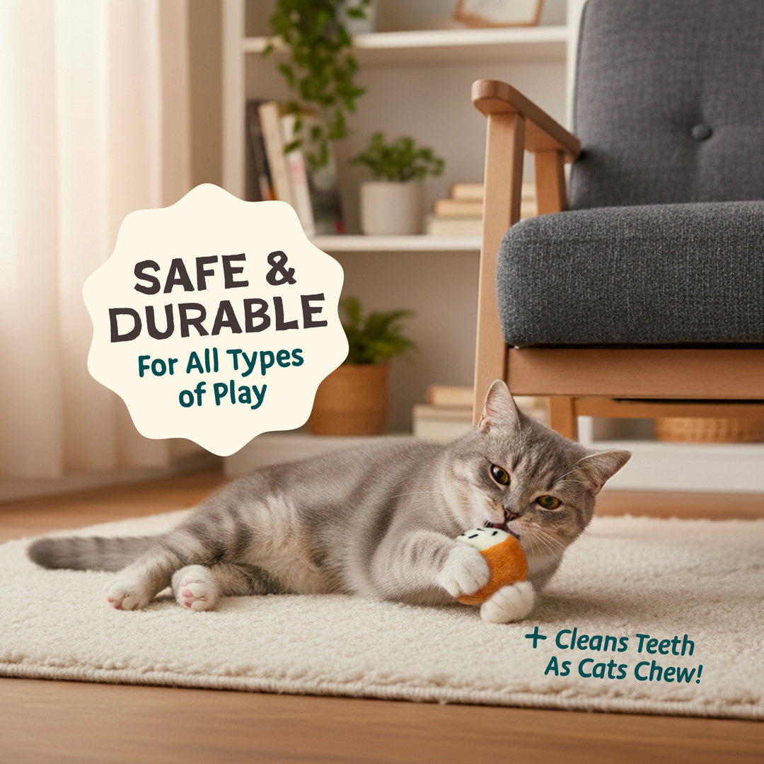 M&W Wool Felt Cat Sushi Set – Handmade Cat Toys (4 pcs)