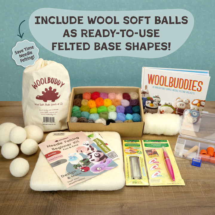 Holiday Gift Bundle – Complete Needle Felting Kit with Natural Wool, Tools & Instructions | Woolbuddy