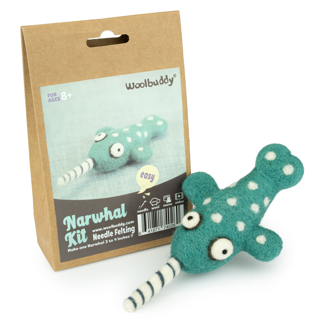 Needle Felting Narwhal Kit – DIY Wool Craft for Beginners & Kids | Woolbuddy