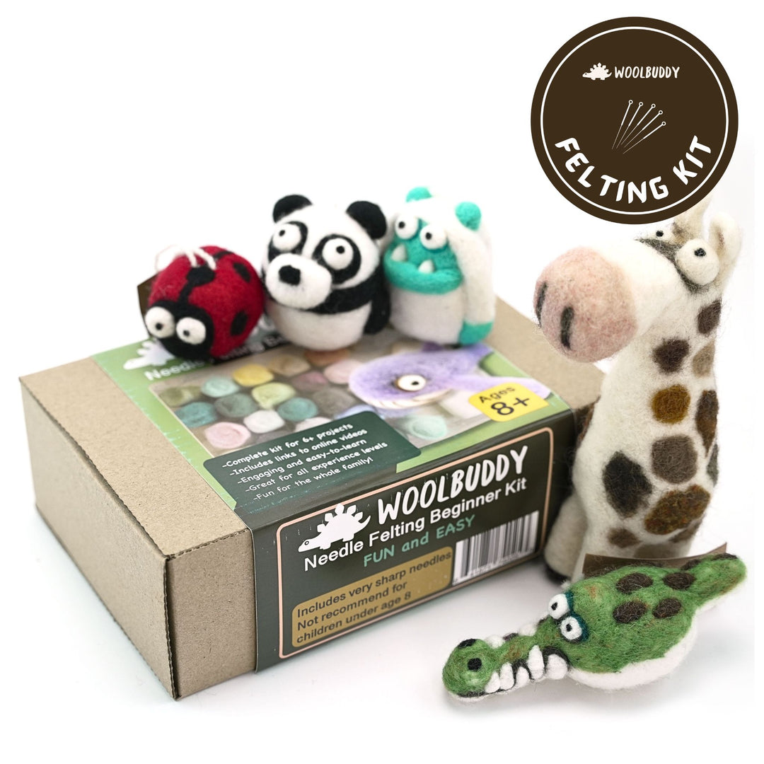 needle felting beginner kit with the 6 characters outside the box