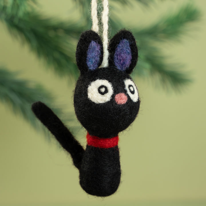 Black Cat Ornament - Handmade Needle Felted Wool Decoration for Holiday| Woolbuddy