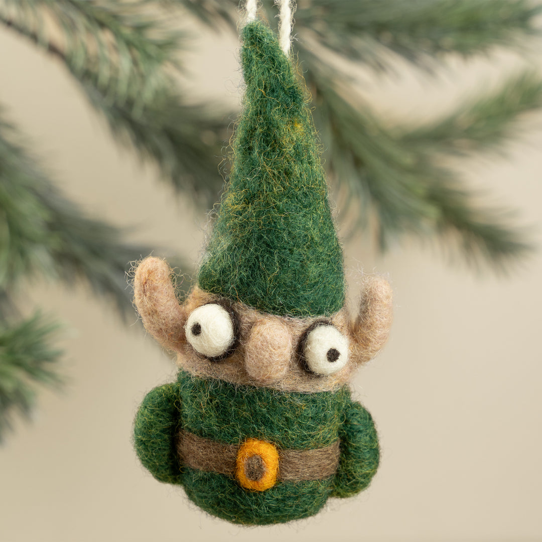 Handmade Felt Elf Ornament – Christmas Tree Decoration | Cute Holiday Gift for Kids & Families