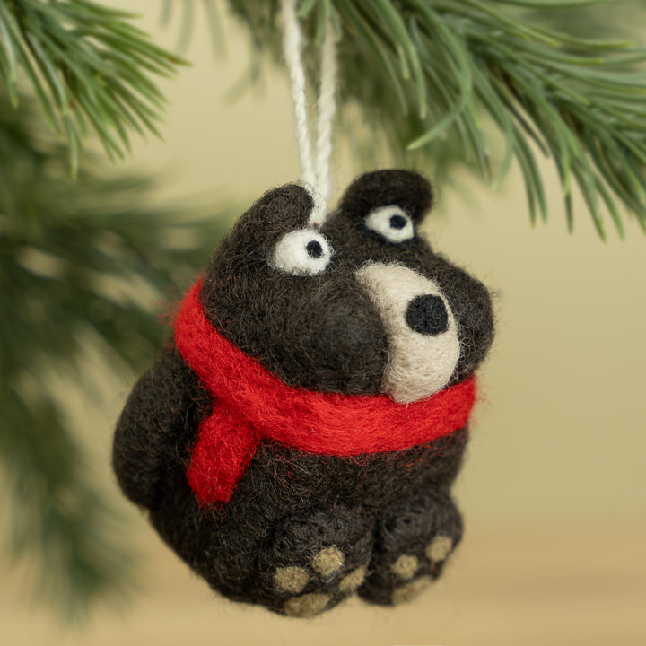 Handmade Wool Felt Holiday Bear – Festive Christmas Decoration & Cozy Seasonal Décor | Woolbuddy