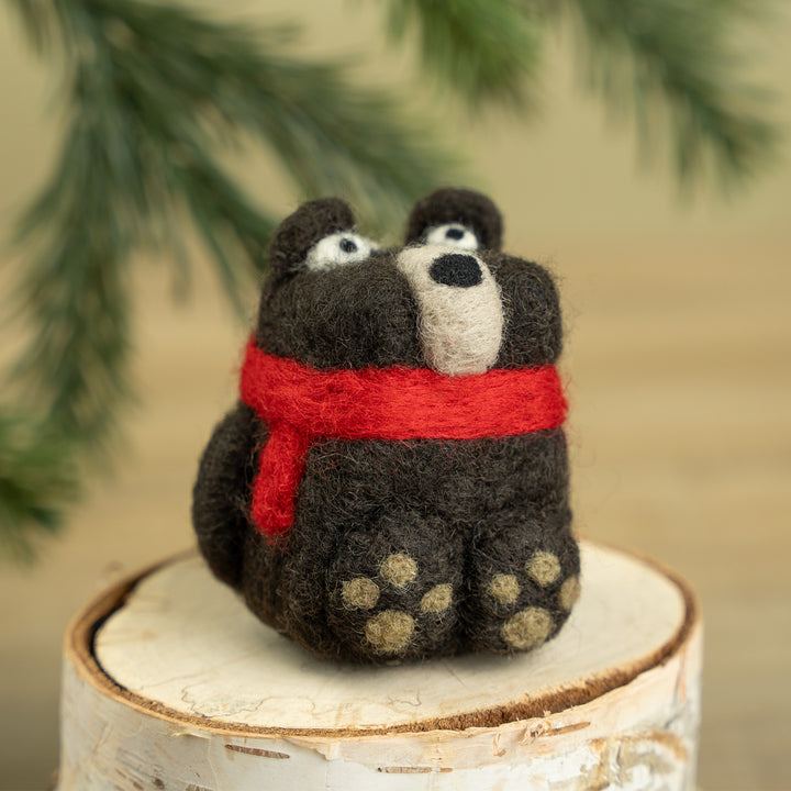 Handmade Wool Felt Holiday Bear – Festive Christmas Decoration & Cozy Seasonal Décor | Woolbuddy