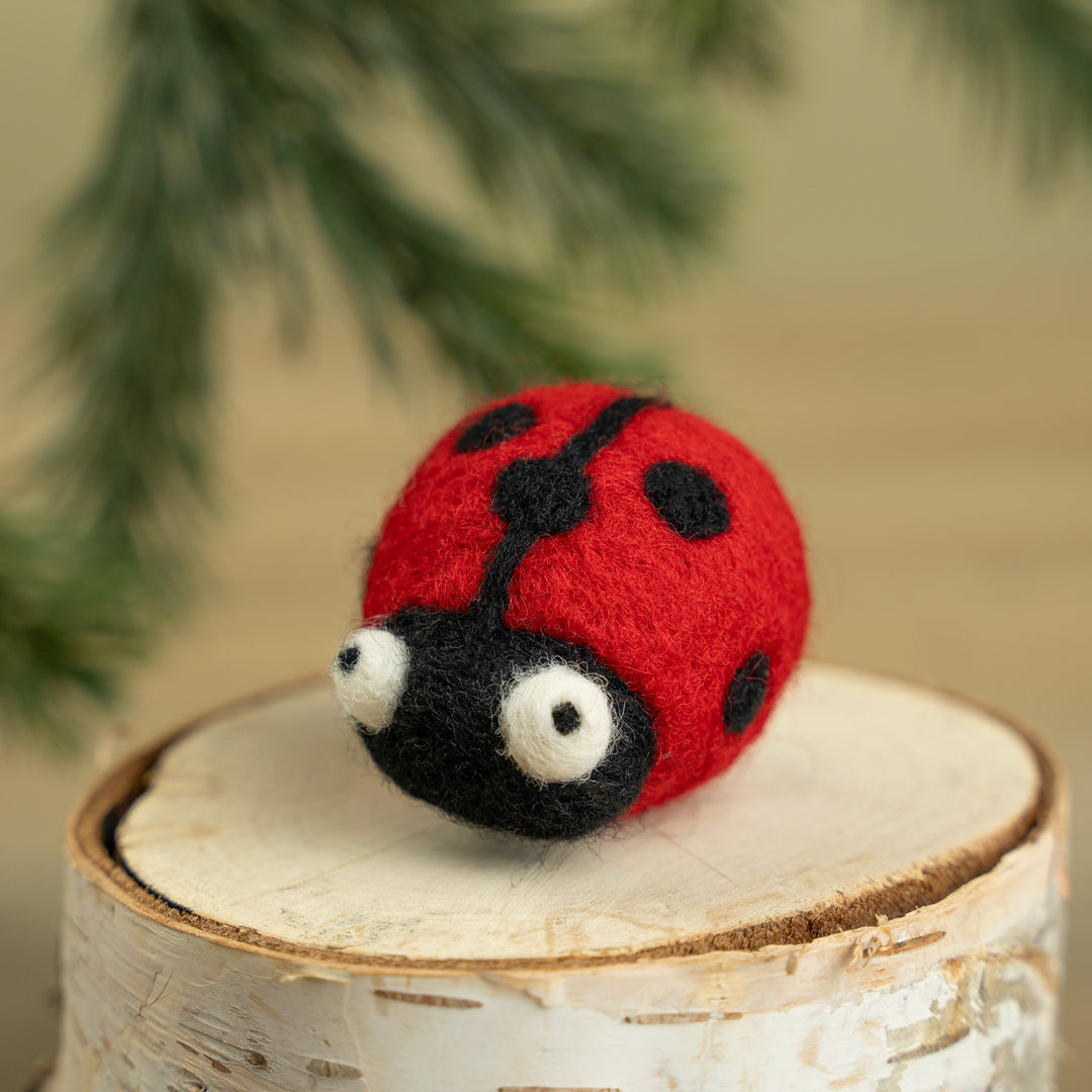 Handmade Felt Ladybug Ornament – Red Bug Christmas Decoration | Nature-Inspired Holiday Gift