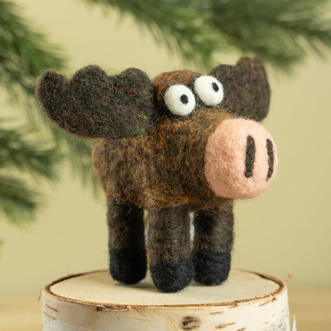 Handmade Wool Felt Moose Ornament – Cute Woodland Christmas Decoration | Woolbuddy