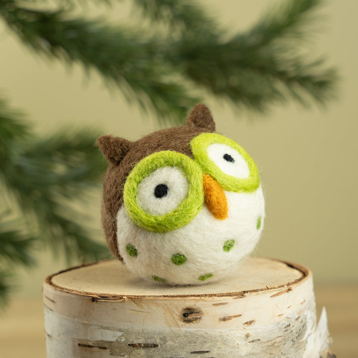 Handmade Wool Felt Owl Ornament – Cute Bird Christmas Decoration | Woolbuddy