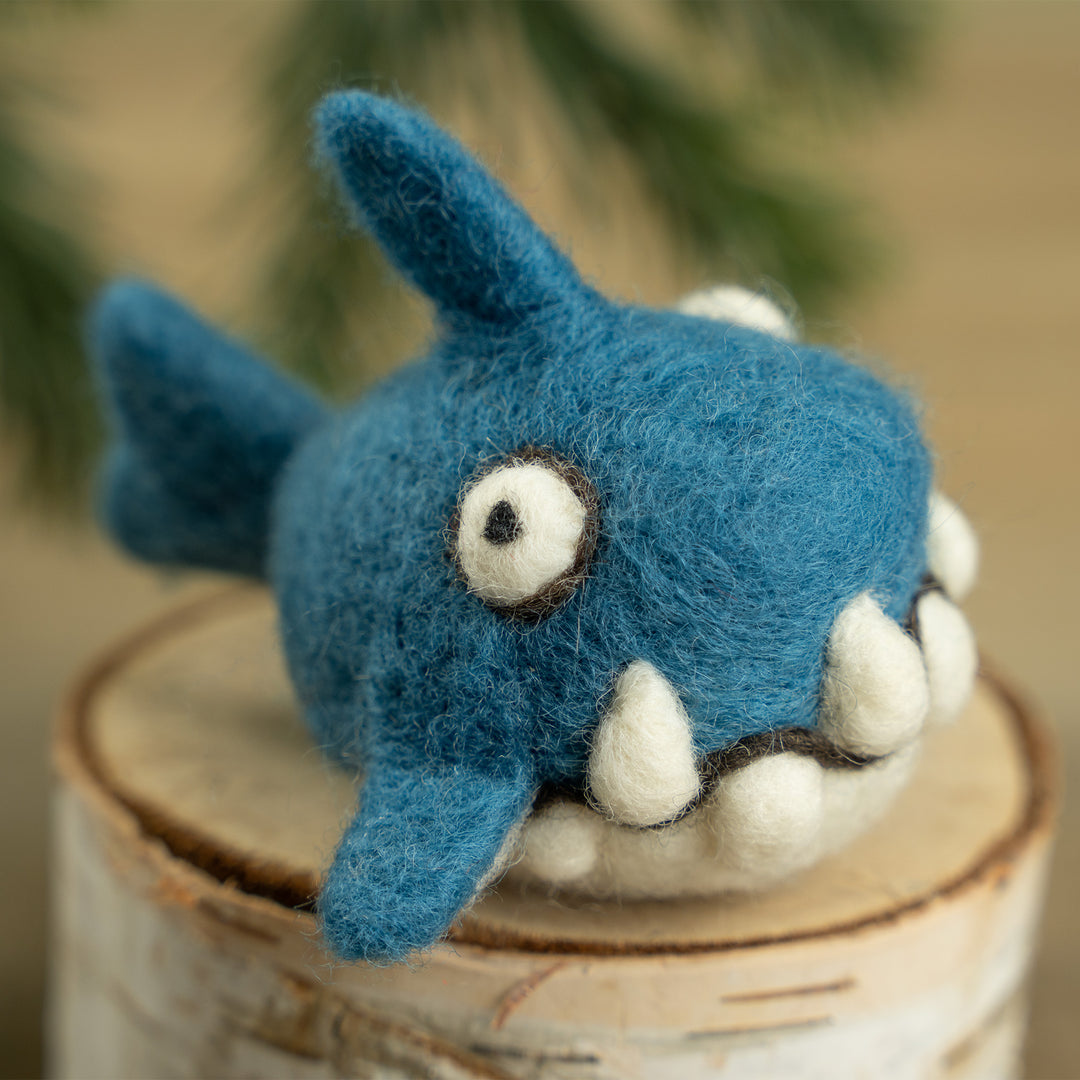 Handmade Wool Felt Shark Ornament – Cute Ocean Animal Christmas Decoration | Woolbuddy