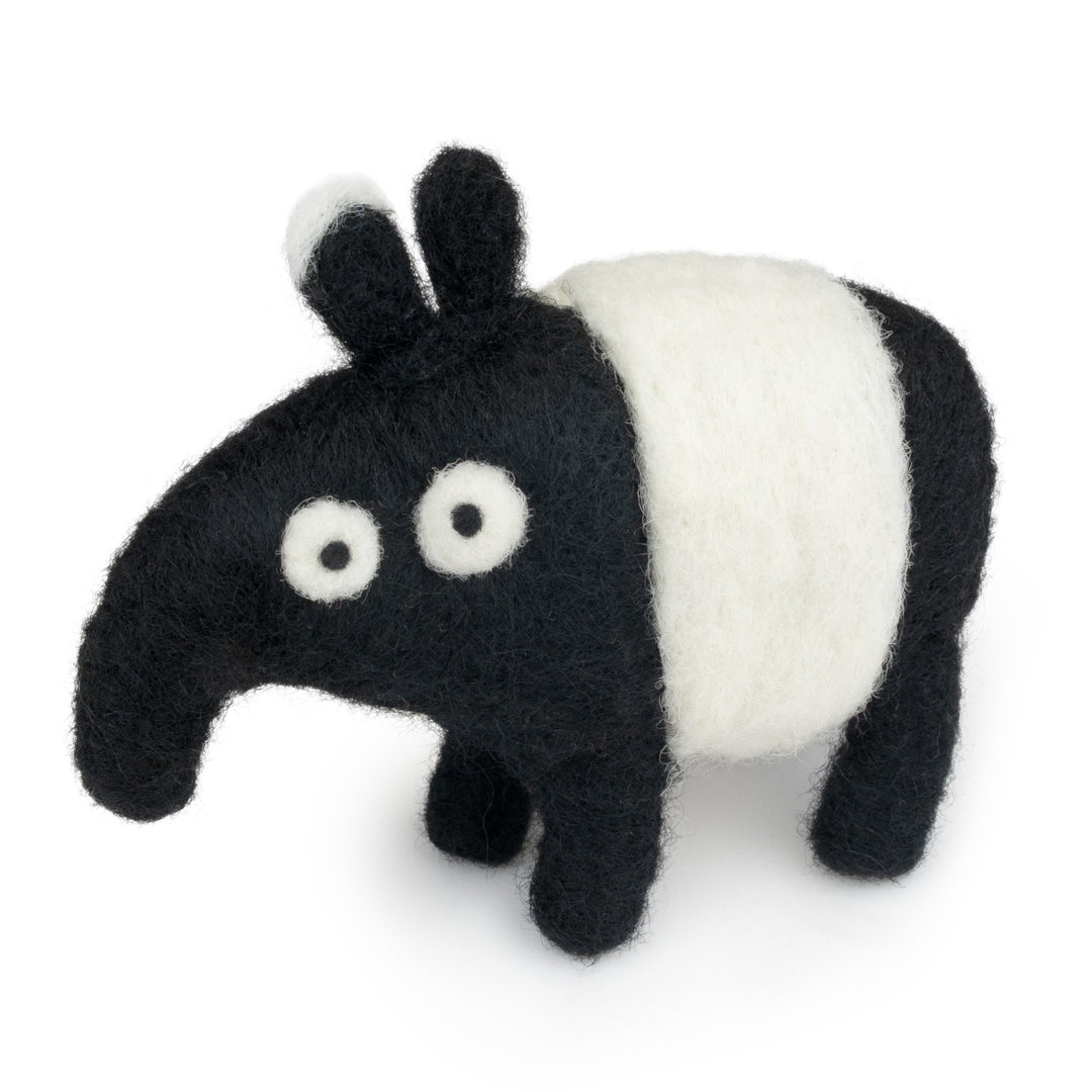 Handmade Wool Felt Tapir Ornament – Adorable Jungle Animal Christmas Tree Décor