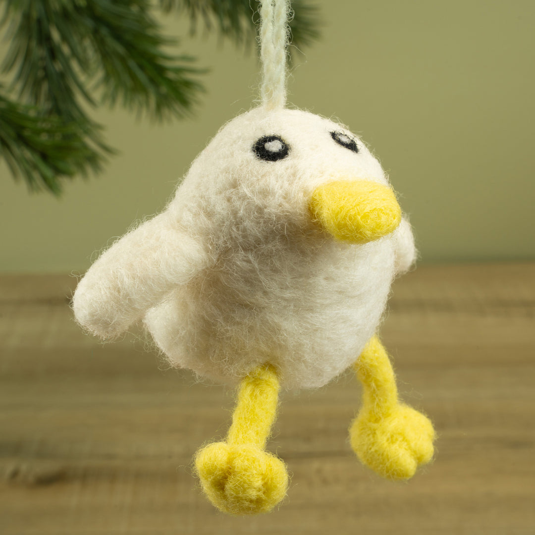 Handmade Wool Felt White Duck Ornament – Farm Animal Christmas Tree Décor