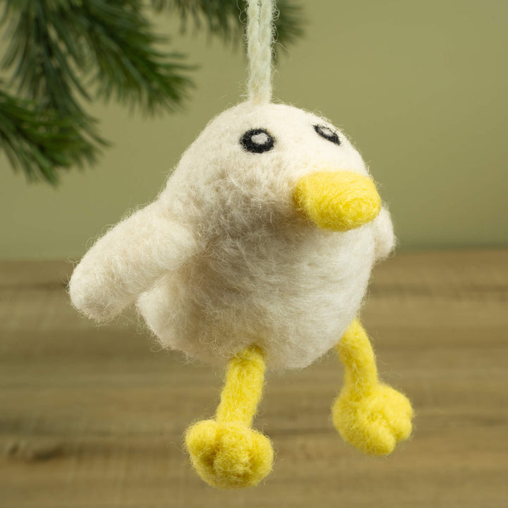 Handmade Wool Felt White Duck Ornament – Farm Animal Christmas Tree Décor