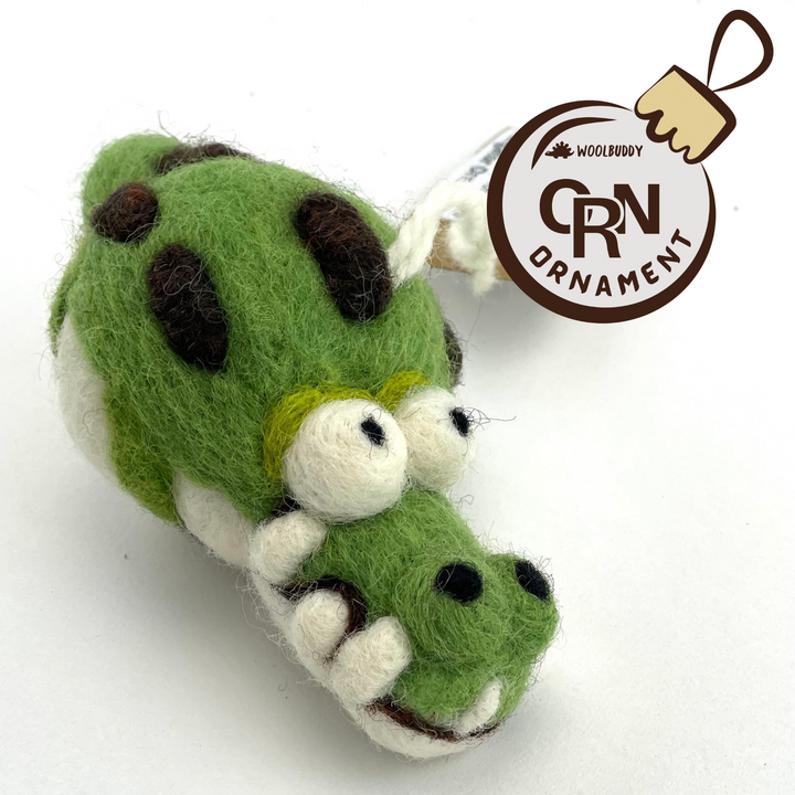 Handmade Needle-Felted WoolBuddy Alligator Ornament