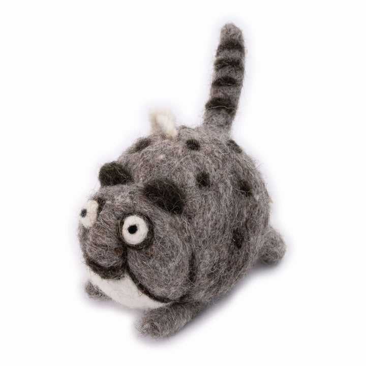 Handmade Wool Felt Snow Leopard Ornament – Cute Wild Cat Décor & Charm | Woolbuddy