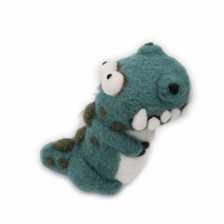 Handmade Wool Felted Blue T-Rex Ornament – Eco-Friendly Dinosaur Décor | Woolbuddy
