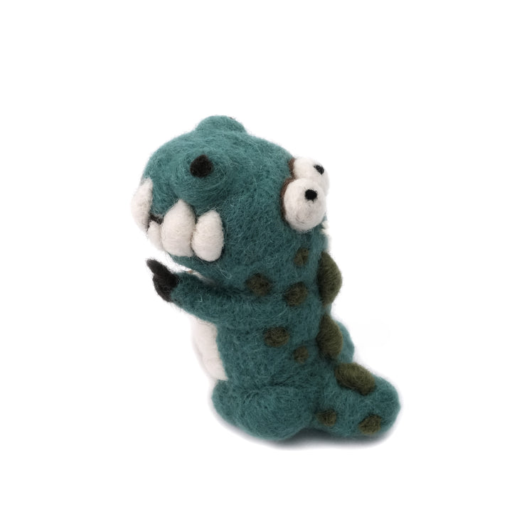 Handmade Wool Felted Blue T-Rex Ornament – Eco-Friendly Dinosaur Décor | Woolbuddy