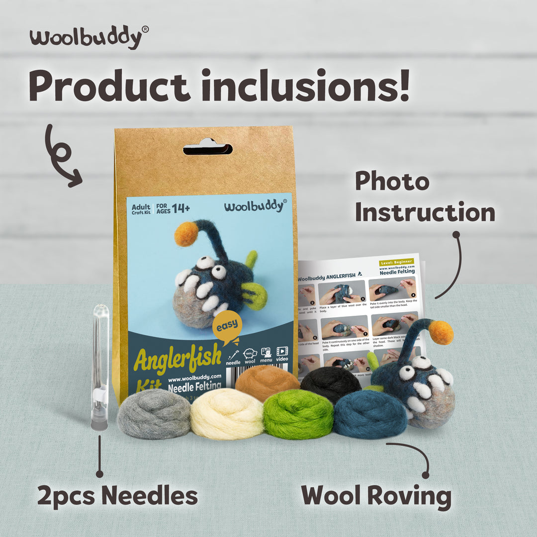 Needle Felting Angler Fish Kit for Beginners | Woolbuddy