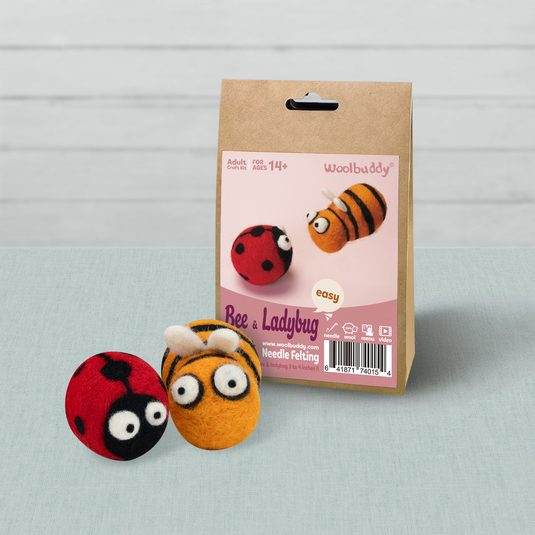 Needle Felting Bee and Ladybug Kit for Beginners | Woolbuddy