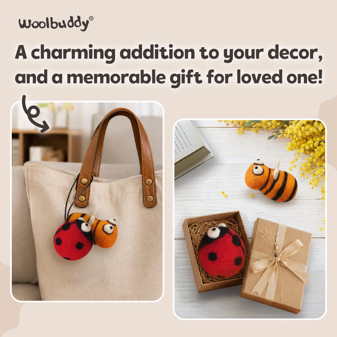 Needle Felting Bee and Ladybug Kit for Beginners | Woolbuddy