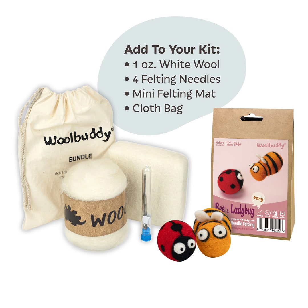 Needle Felting Bee and Ladybug Kit for Beginners | Woolbuddy