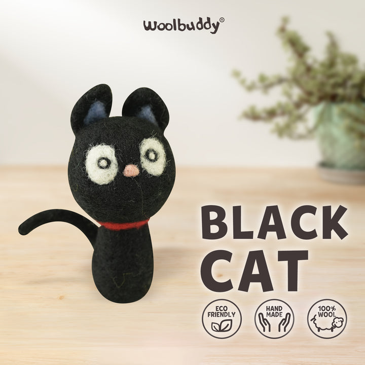 Black Cat Needle Felting Kit for Beginners | Woolbuddy