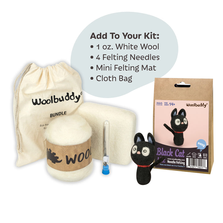 Black Cat Needle Felting Kit for Beginners | Woolbuddy