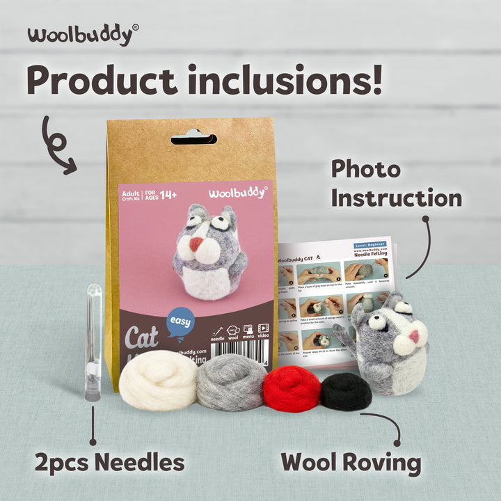 Needle Felting Cat Kit for Beginners | Woolbuddy