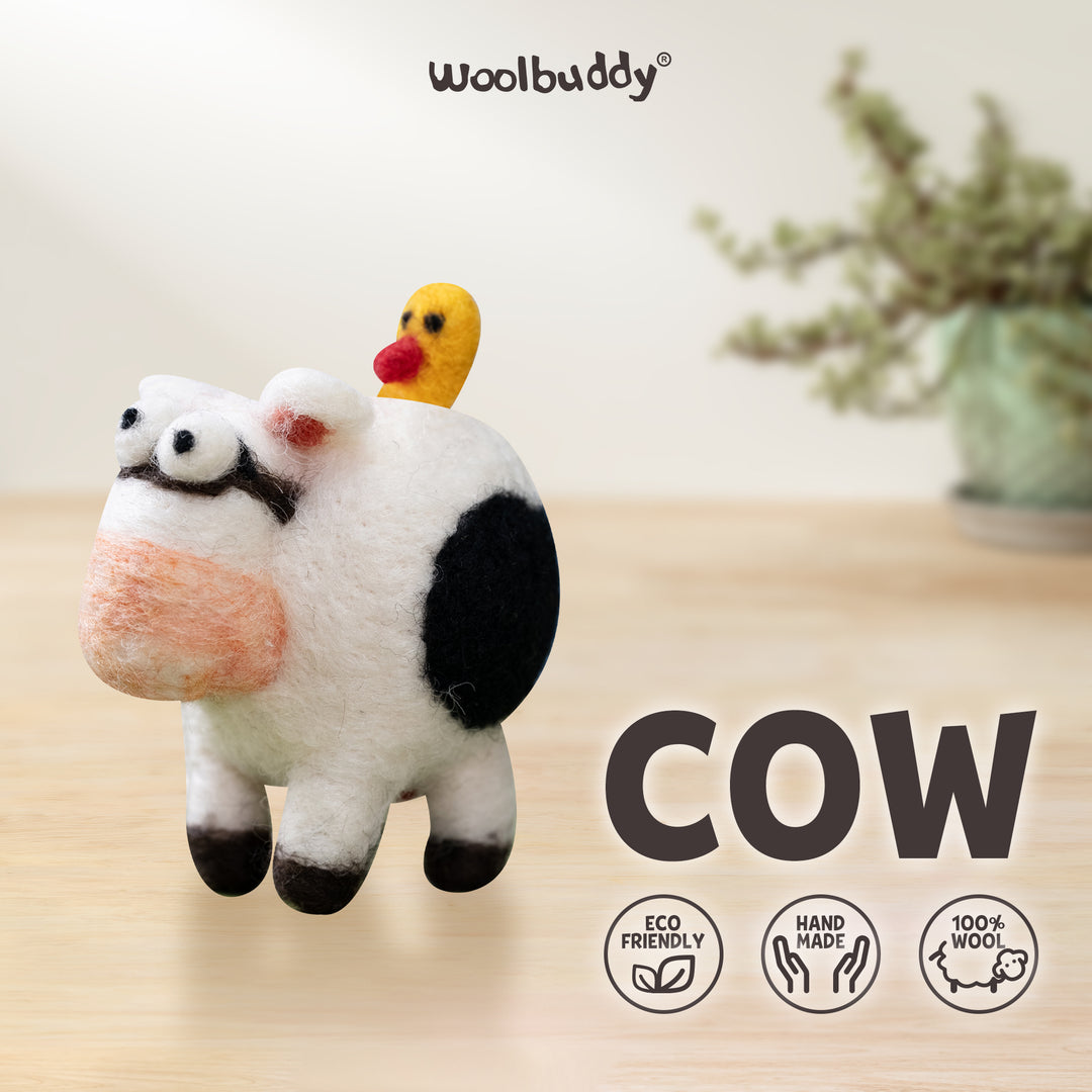 Cow Needle Felting Kit – Beginner DIY Wool Craft Gift