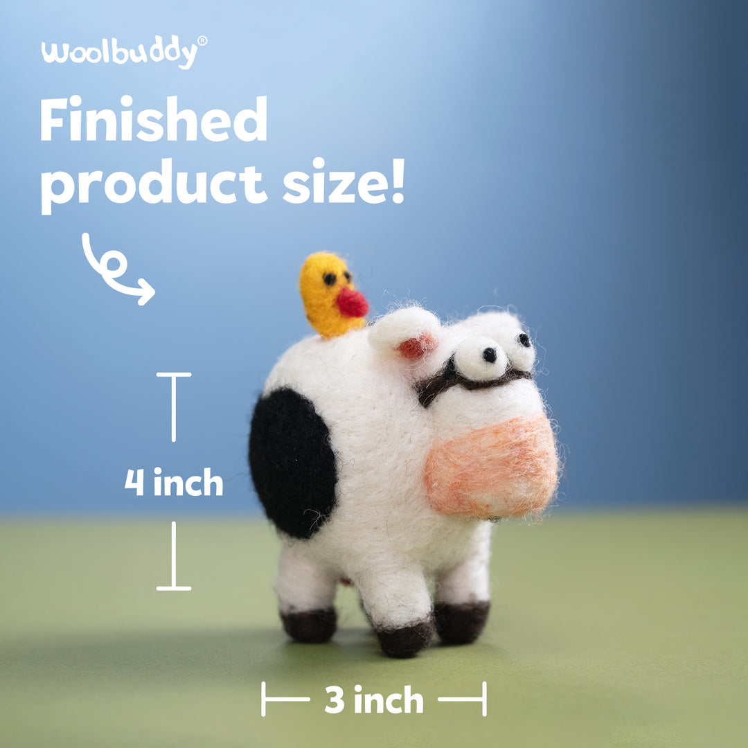 Cow Needle Felting Kit – Beginner DIY Wool Craft Gift