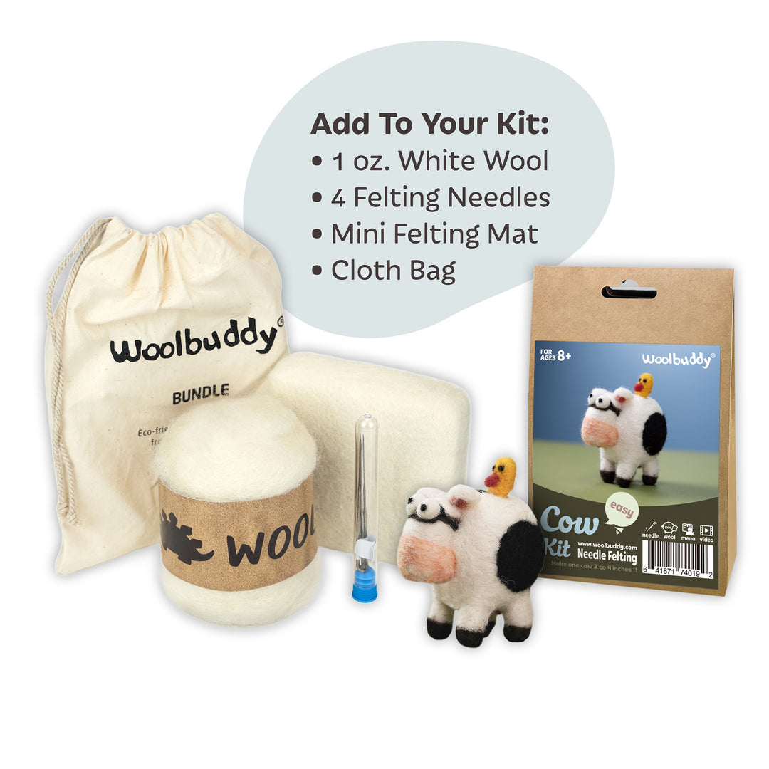 Cow Needle Felting Kit – Beginner DIY Wool Craft Gift