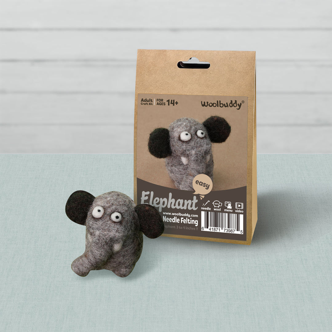 Needle Felting Elephant Kit for Beginners | Woolbuddy