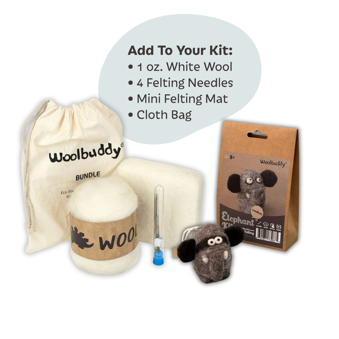 Needle Felting Elephant Kit for Beginners | Woolbuddy