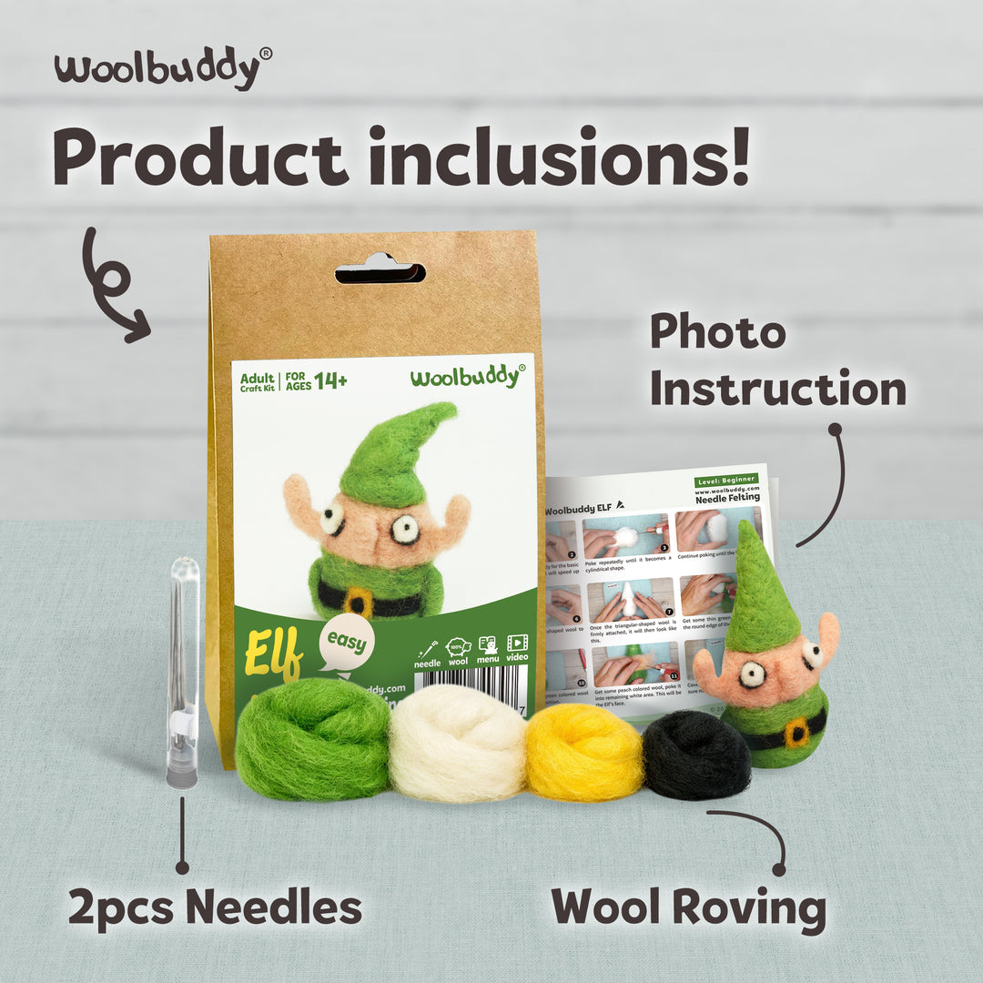 Needle Felting Elf Kit for Beginners – Complete Wool Craft Kit | Woolbuddy