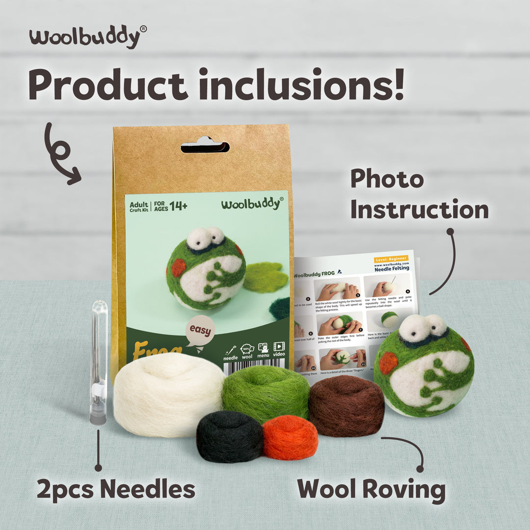Needle Felting Frog Kit for Beginners | Woolbuddy