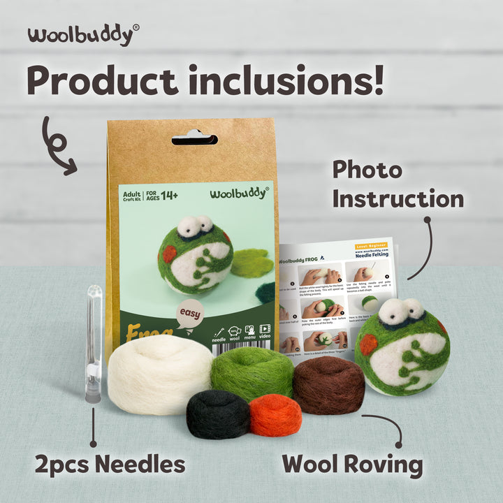 Needle Felting Frog Kit for Beginners | Woolbuddy